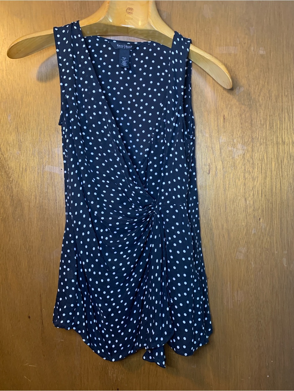 White House Black Market Black and White Polka Dot Silk Top